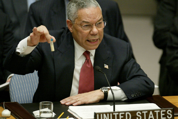 Colin Powell, then United States secretary of state, during his presentation on Iraq to the United Nations Security Council in 2003.