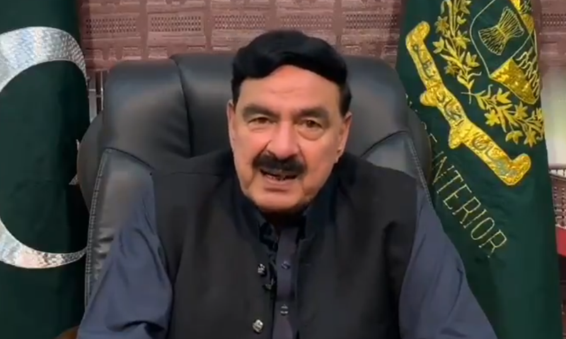 Interior Minister Sheikh Rashid announced the issuance of the notification. — DawnNewsTV