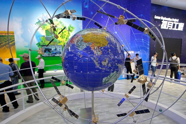 A model of China’s Beidou navigation satellite network, shown during the China International Aviation and Aerospace Exhibition in Zhuhai in November.