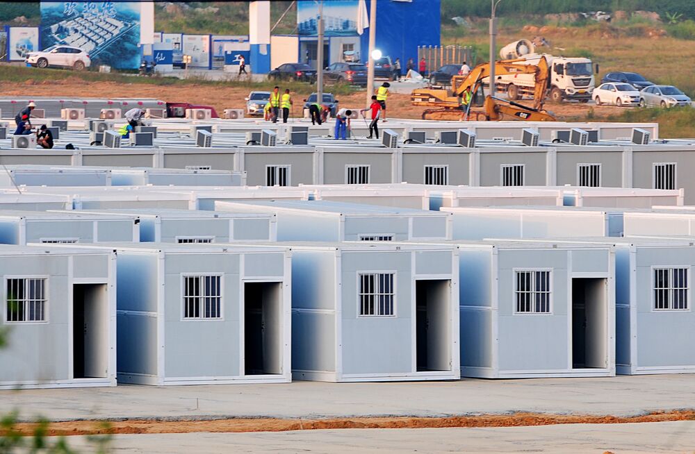 An isolation center with 1,000 temporary quarantine rooms under construction at Ruifeng Industrial Park in Putian, Fujian Province, China, on Sept. 27.