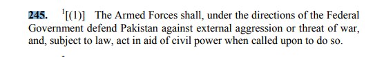  Article 245 of the Constitution of Pakistan. 