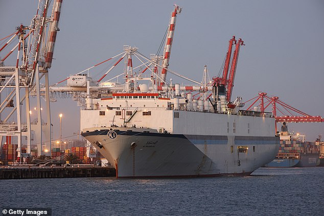 The Global Times newspaper said that frozen beef was exported from Australia to Wuhan before coronavirus broke out there. Pictured: An Australia export ship