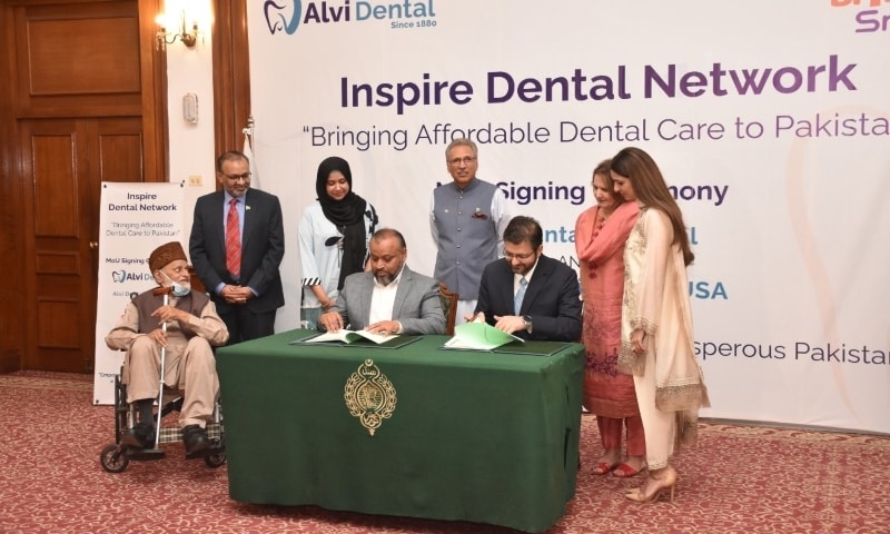 In this photo, a memorandum of understanding is signed between Alvi Dental and Bringing Smiles USA. — Photo courtesy: Twitter