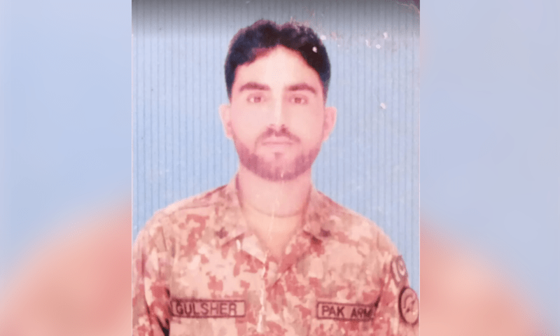<p>Martyred soldier Sepoy Gul Sher. — Photo courtesy: ISPR</p>