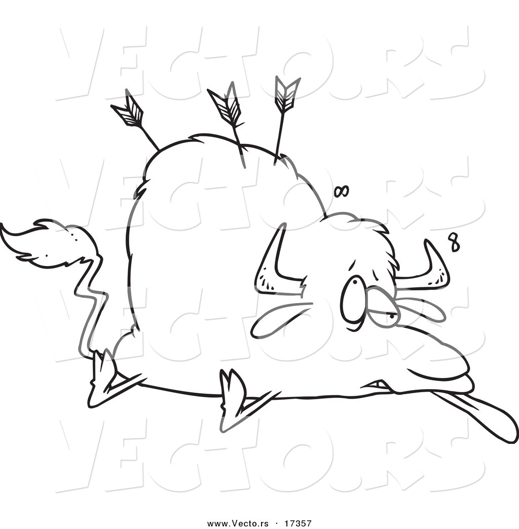 vector-of-a-cartoon-buffalo-shot-with-arrows-coloring-page-outline-by-ron-leishman-17357.jpg