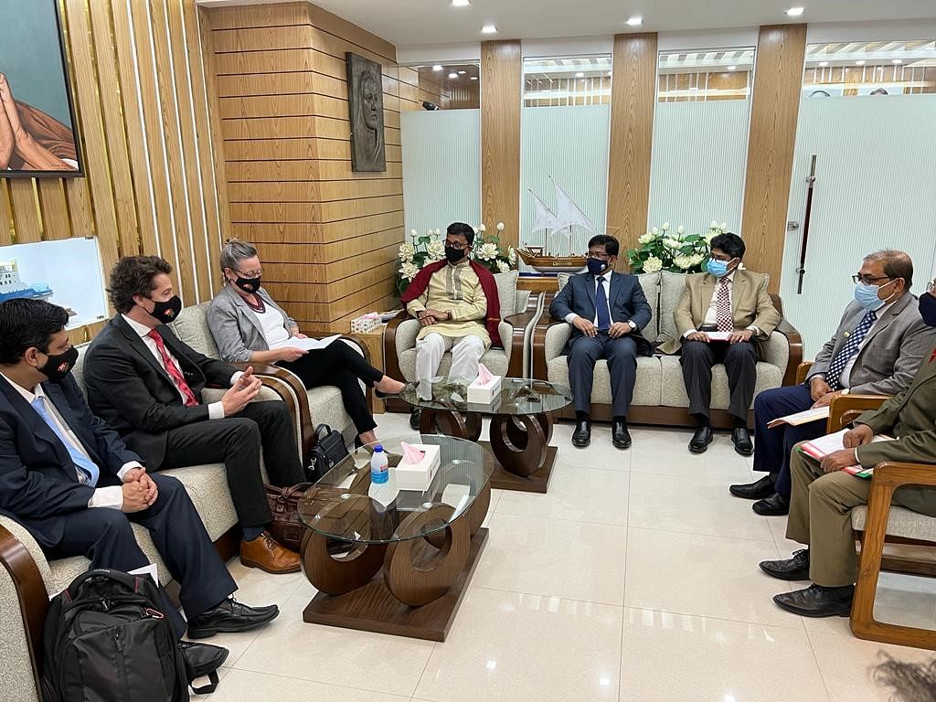 Danish Ambassador to Bangladesh Winnie Estrup Petersen meets with state minister of shipping Khalid Mahmud Chowdhury. Officials of global ports and terminal operator APM Terminals and other Bangladeshi stakeholders were also present