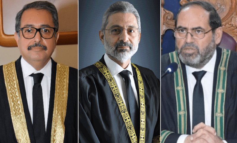 <p>This combination of photos shows Islamabad High Court Chief Justice Aamer Farooq (L), senior puisne judge of the Supreme Court Justice Qazi Faez Isa (C) and Balochistan High Court Chief Justice Naeem Akhtar Afghan (R). — Pictures via IHC/SC websites and Facebook.</p>