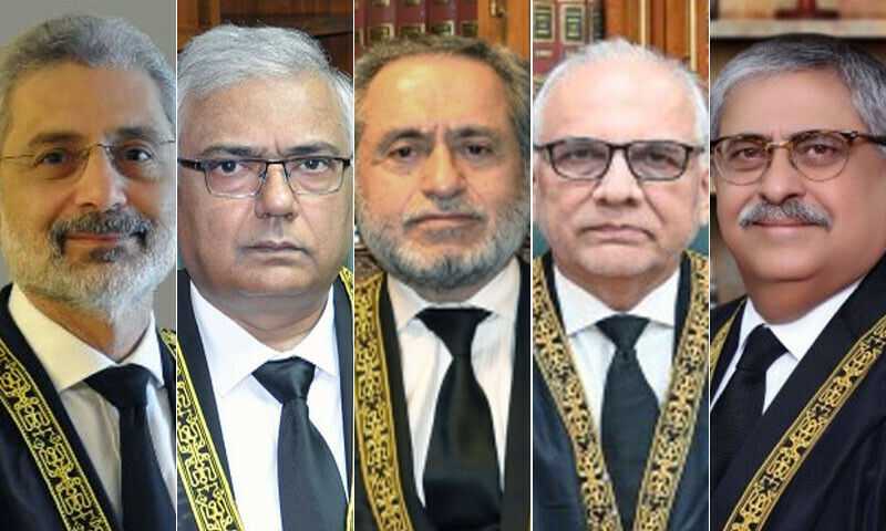 The larger bench will be headed by Chief Justice of Pakistan (CJP) Qazi Faez Isa and comprising Justice Amin-ud-Din Khan, Justice Jamal Khan Mandokhail, Justice Athar Minallah and Justice Syed Hasan Azhar Rizvi. — Photo courtesy“ SC website