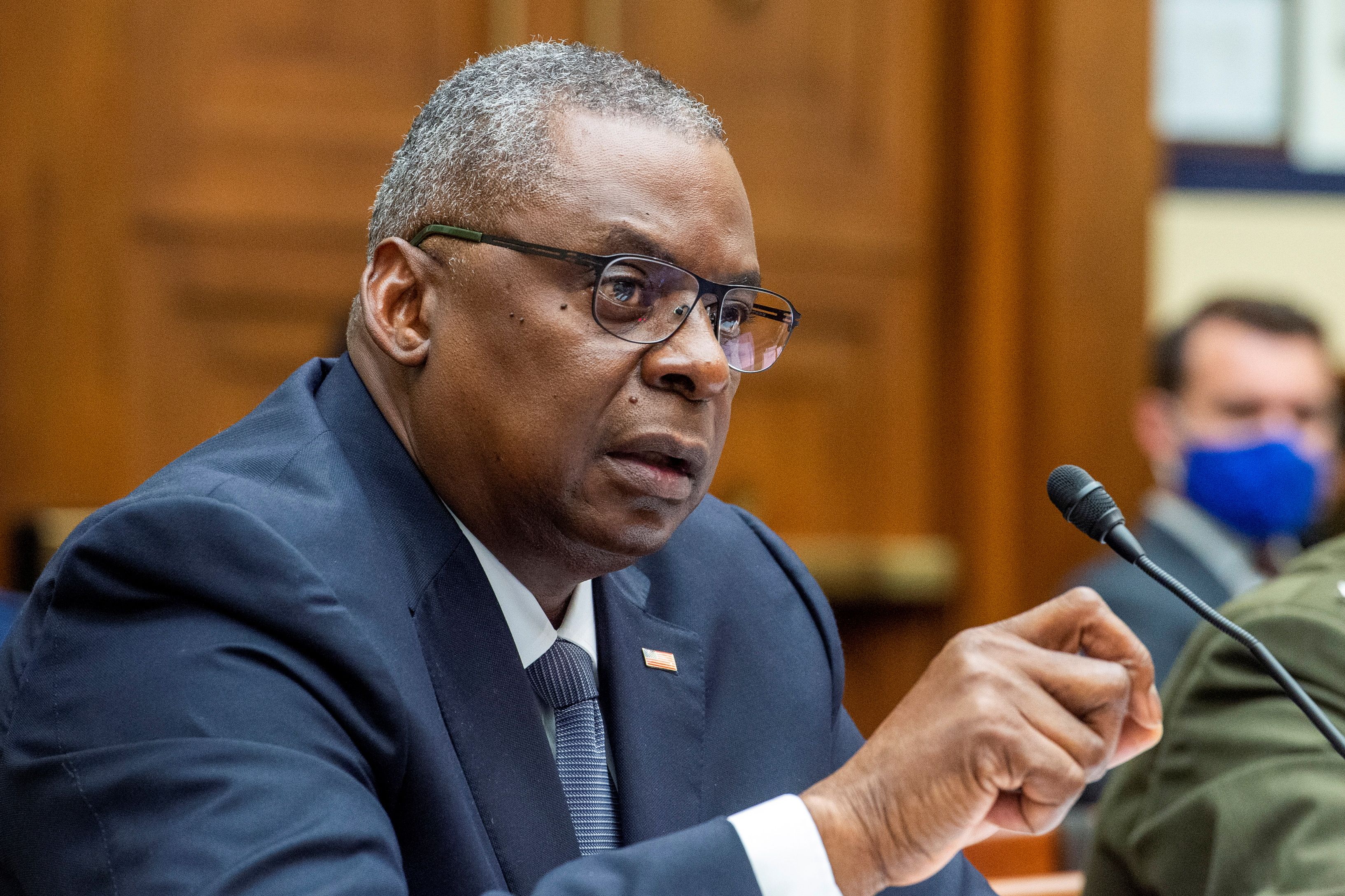 U.S. Secretary of Defense Lloyd Austin responds to questions during a House Armed Services Committee hearing on Ending the U.S. Military Mission in Afghanistan in the Rayburn House Office Building in Washington, U.S., September 29, 2021. Rod Lamkey/Pool via REUTERS
