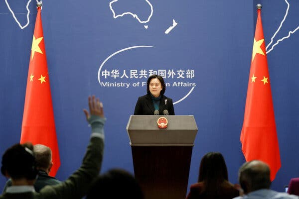 Hua Chunying, a spokeswoman for the Chinese Foreign Ministry, said the United States “started the fire and fanned the flames” that led to the war in Ukraine. 