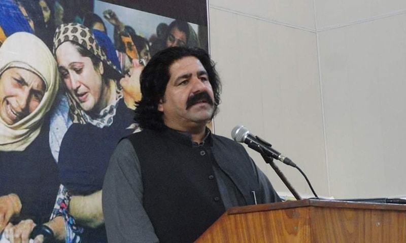 Ali Wazir, who was recently arrested in Peshawar over a host of charges including using provocative language against state institutions during a rally in Karachi, was brought to the metropolis on Friday night. — Photo courtesy Ali Wazir Twitter/File