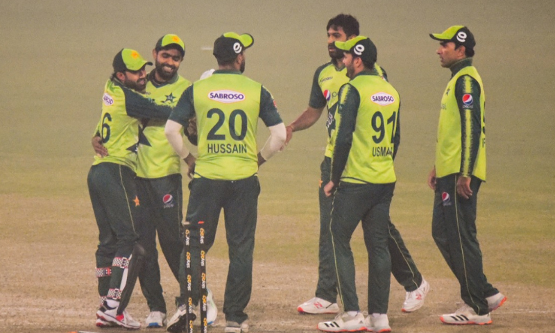 Players of the Pakistan team are seen at the Gaddafi Stadium in Lahore on Thursday. — Photo courtesy: PCB Twitter