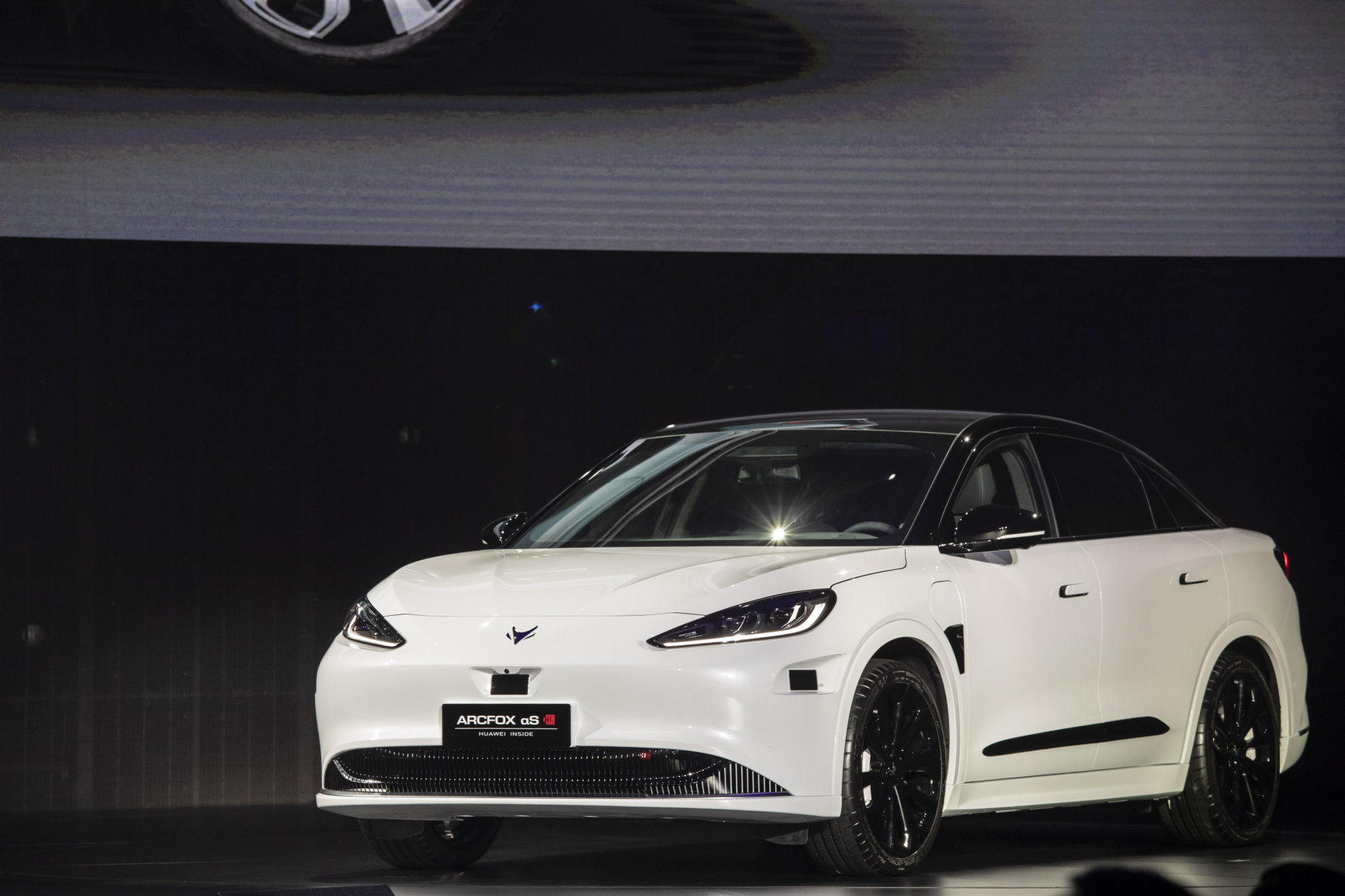 The Arcfox Alpha-S electric sedan, manufactured by BAIC and equipped with Huawei’s HiCar platform, during an unveiling event at Shanghai Auto Show on April 17. Photo: Bloomberg