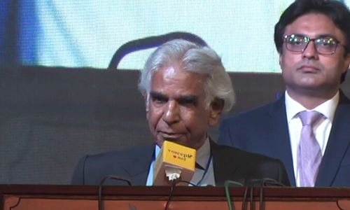 Former president of the Supreme Court Bar Association, Ali Ahmad Kurd addresses the Asma Jahangir Conference in Lahore on Saturday. — DawnNewsTV