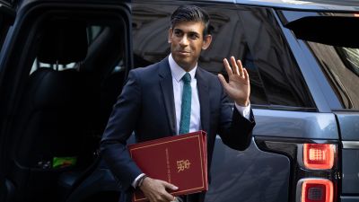 British Chancellor of the Exchequer Rishi Sunak, Conservative Party MP for Richmond (Yorks), arrives on Downing Street in London, England, on September 8, 2021.   