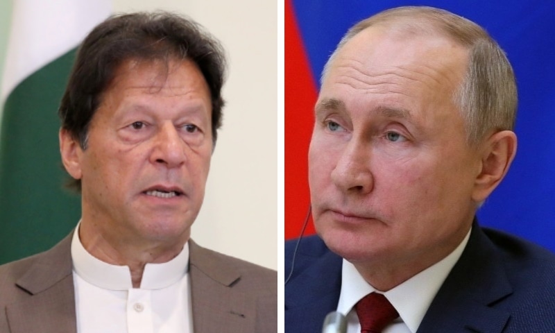 This combo photo shows Prime Minister Imran Khan (left) and Russian President Vladimir Putin. — Photos: Reuters/File