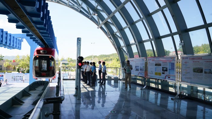 China's Red Rail, said to be the world's first maglev air train