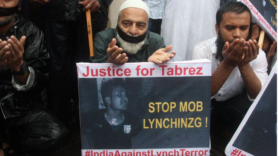 A Muslim protest in Mumbai on 28 June against the recent mob lynching of Tabrez Ansari in Jharkhand state
