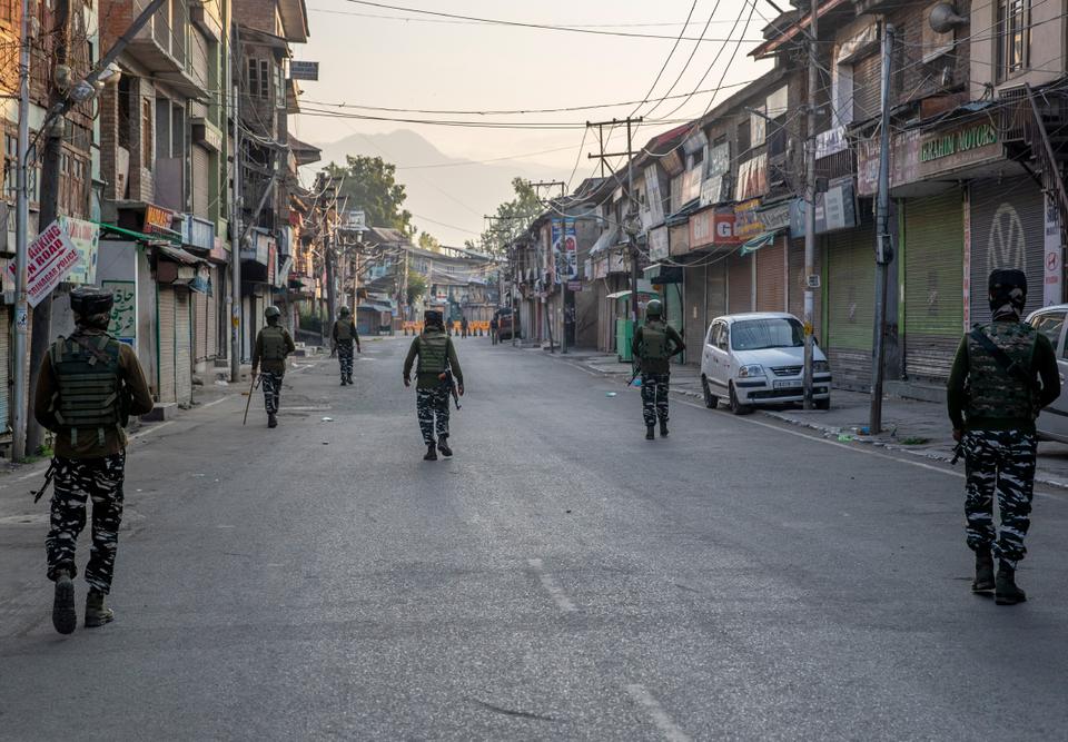 Indian administered Kashmir was deserted on the first anniversary of the abrogation of the region's nominal autonomy by New Delhi.