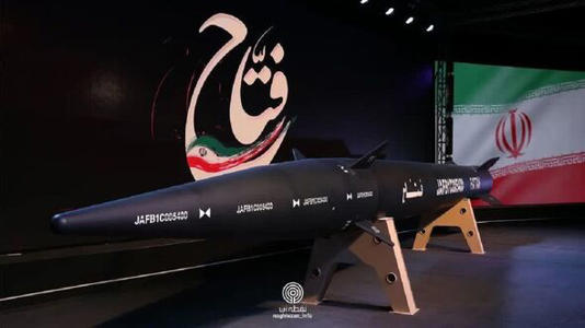 The Fattah missile is black with white writing on