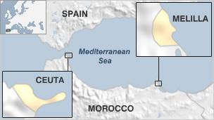 Map of Ceuta and Melilla