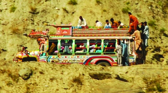 Colourful passenger bus plying on Pak side of Teetwal. 