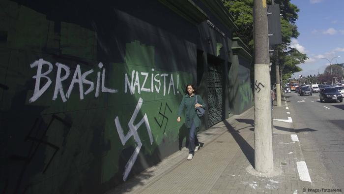 A swastika painted on a wall in Sao Paulo