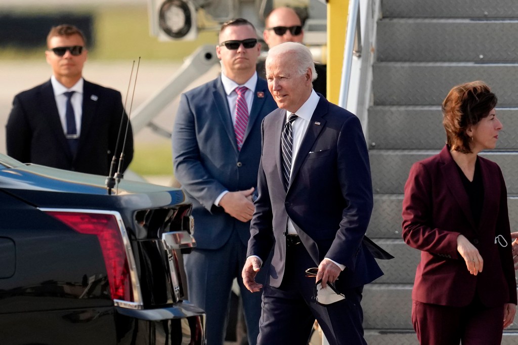 Biden arrives at Osan AIr Base in South Korea on Friday.