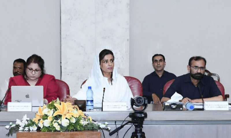 Hina Rabbani Khar chairs a meeting of the National Assembly’s Standing Committee on Foreign Affairs in Islamabad on August 1. — NA website