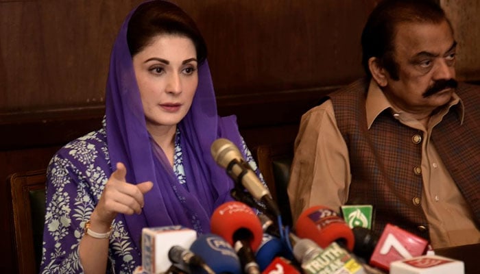 PML-N Vice President Maryam Nawaz addressing a press conference. — NNI/File