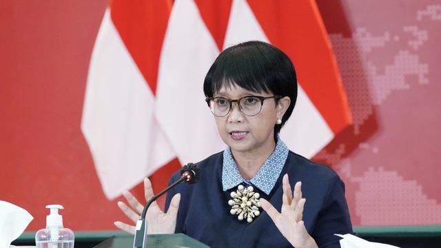 Foreign Minister Retno Marsudi in a press briefing together with the media crew on Thursday (17/9/2020).