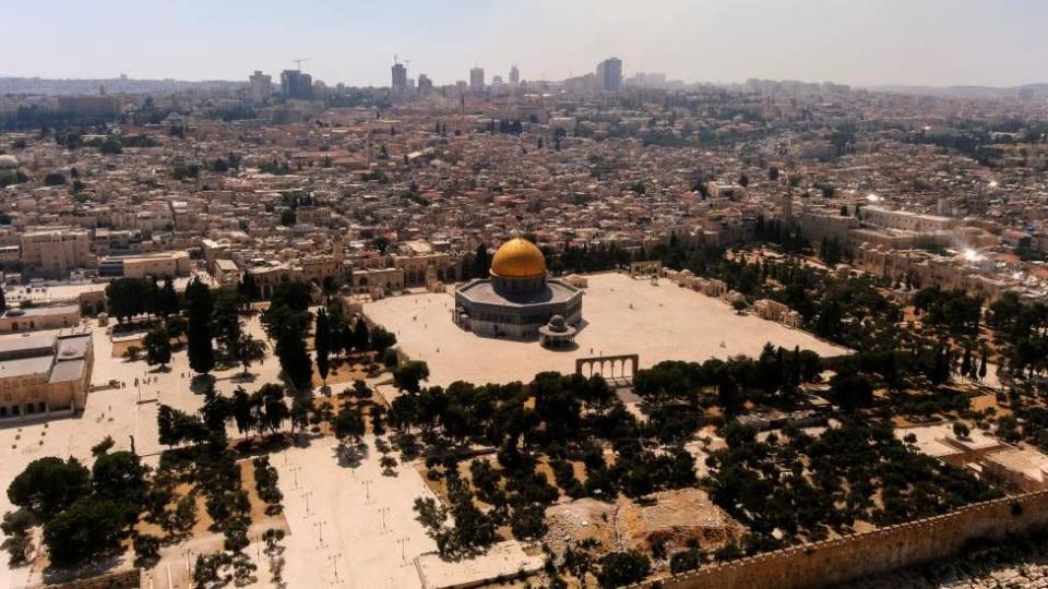 A general view from a drone shows part of Jerusalem's Old City