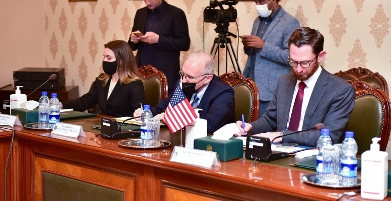 US State Department's Special Representative and Deputy Assistant Secretary for Afghanistan Thomas West (R) at the Troika Plus meeting.  — Photo courtesy: Foreign Office