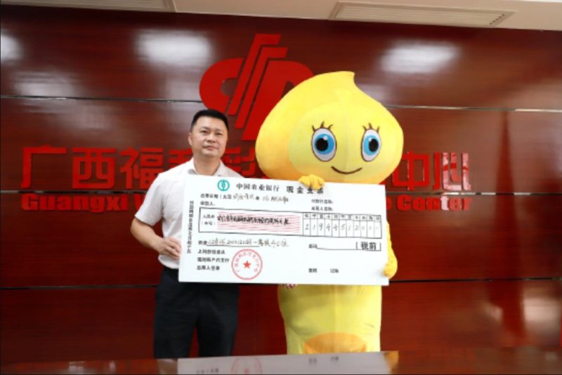 A father from Guangxi, China, donned a yellow mascot costume to collect his $30.6 million lottery jackpot because he wanted to keep the prize a secret from his family. Photo courtesy of the Guangxi Welfare Lottery