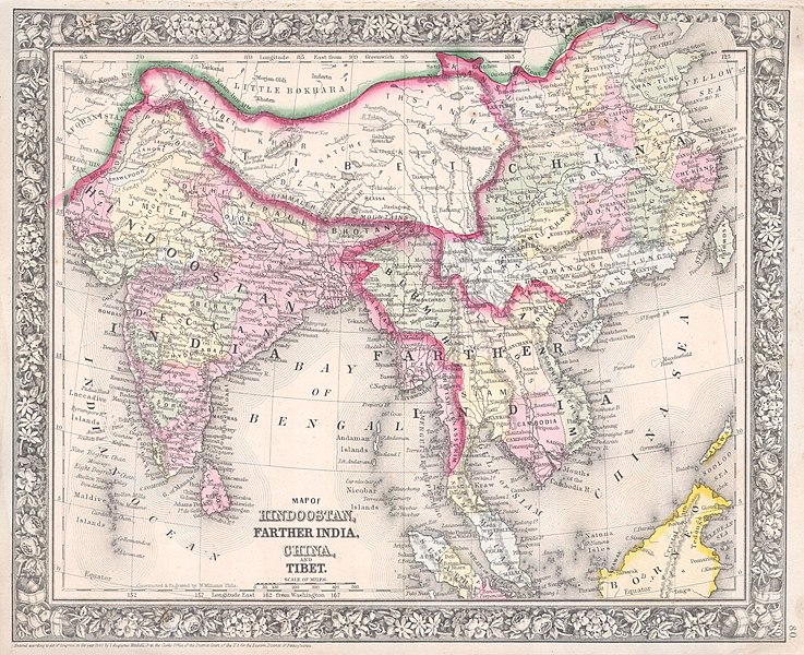 737px-1864_Mitchell_Map_of_India%2C_Tibet%2C_China_and_Southeast_Asia_-_Geographicus_-_India-mitchell-1864.jpg