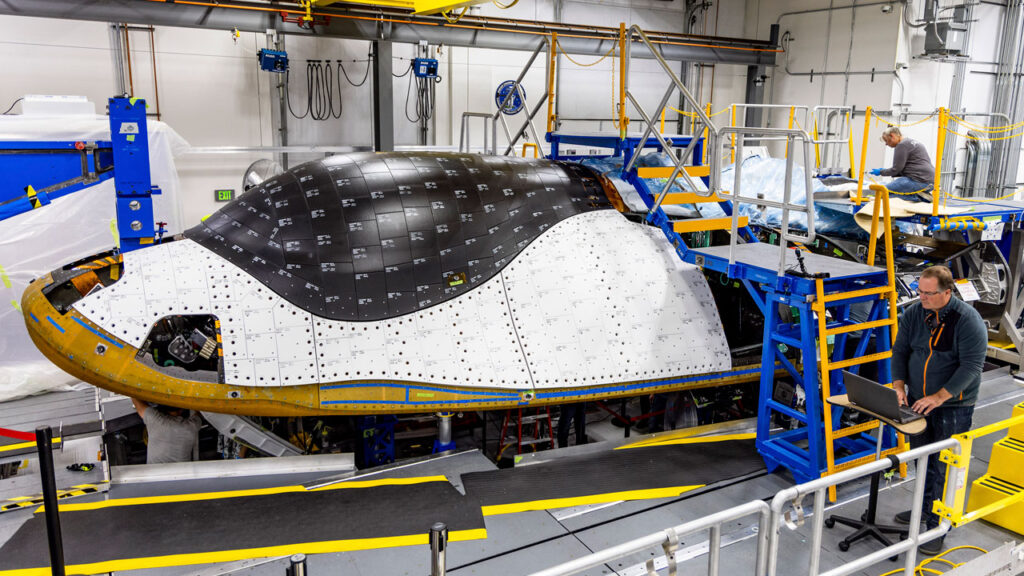 The first Dream Chaser cargo vehicle under construction. Image credit: Sierra Space.