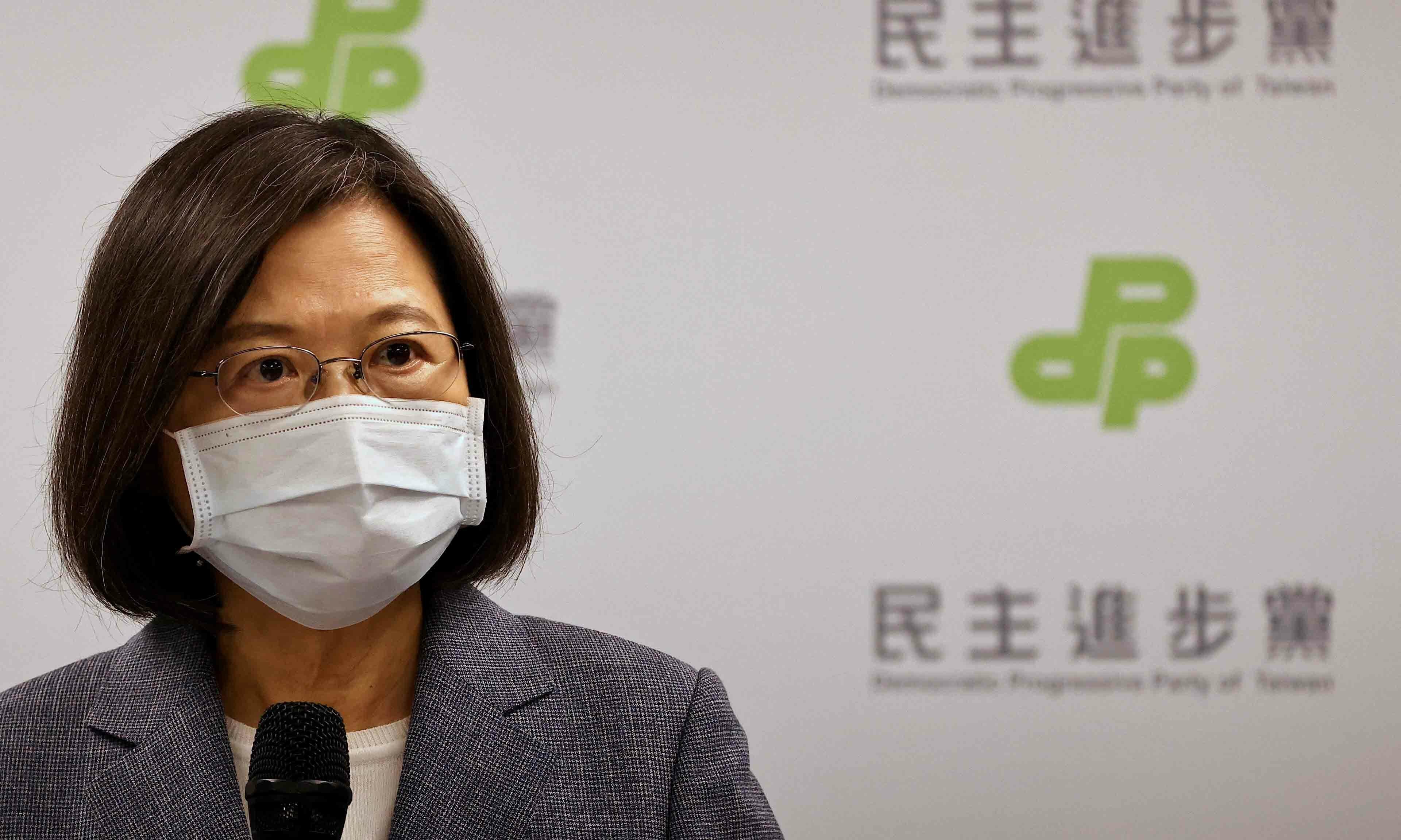 Taiwanese President Tsai Ing-wen announces to resign as Democratic Progressive Party chair to take responsibility for the party's performance in the local elections in Taipei, Taiwan, November 26. — Reuters