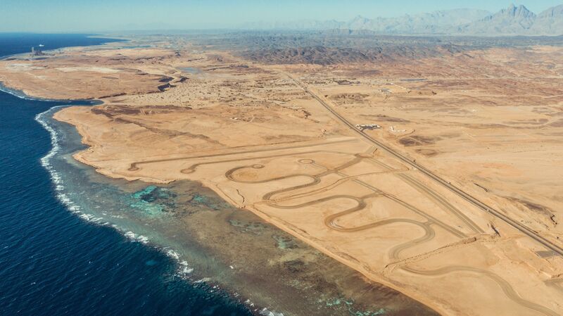 Land set aside for a hydrogen plant and the wind and solar farms to power it in Neom, Saudi Arabia.