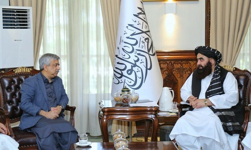 <p>Head of Pakistani delegation meets Afghan Foreign Minister Amir Khan Mutaqqi in Kabul. — Photo released by Afghan Foreign Ministry</p>