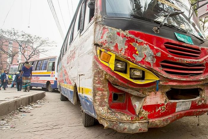 Ramshackle bus in Gulistan of the capital city on Thursday 