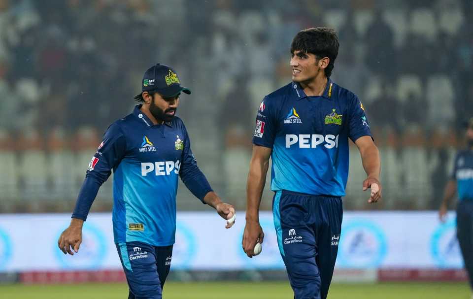 Mohammad Rizwan has a chat with Ubaid Shah, Multan Sultans vs Islamabad United, Pakistan Super League, Multan, April 23, 2025