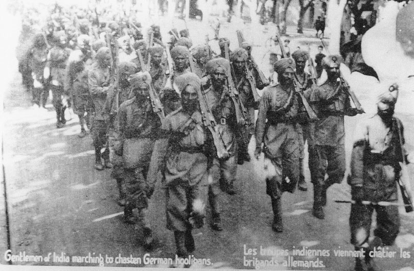 Photo_47._The_arrival_of_Sikh_soldiers_in_Marseilles,_1914._Gentlemen_of_India_marching_to_chaste.jpg