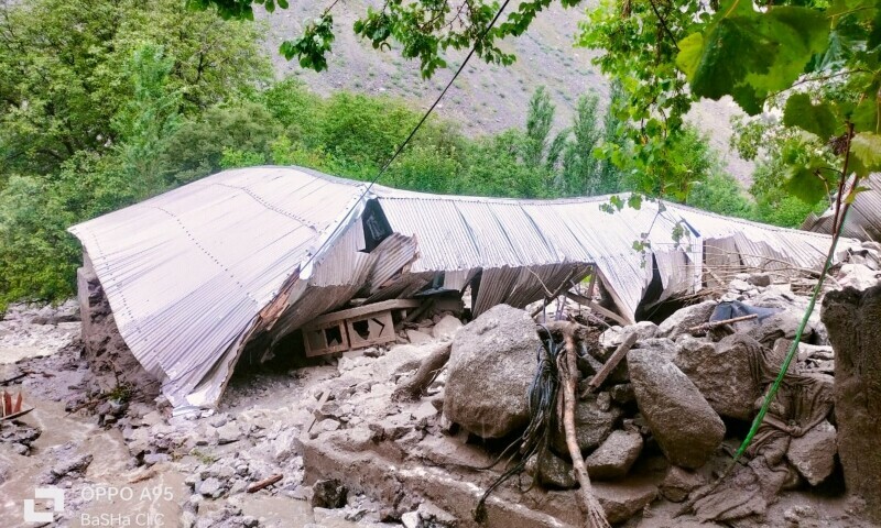 A house in Khyber Pakhtunkhwa’s Chitral district lies in ruins after it was destroyed by flash floods on August 1. — Khyber Pakhtunkhwa PDMA