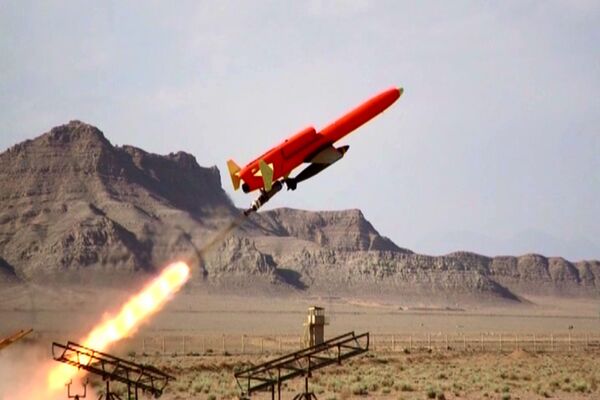 A Karrar drone aircraft carrying a bomb. 