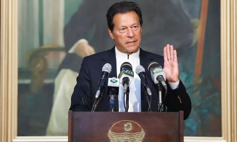 Prime Minister Imran Khan addresses a ceremony in Lahore on Tuesday. — DawnNewsTV