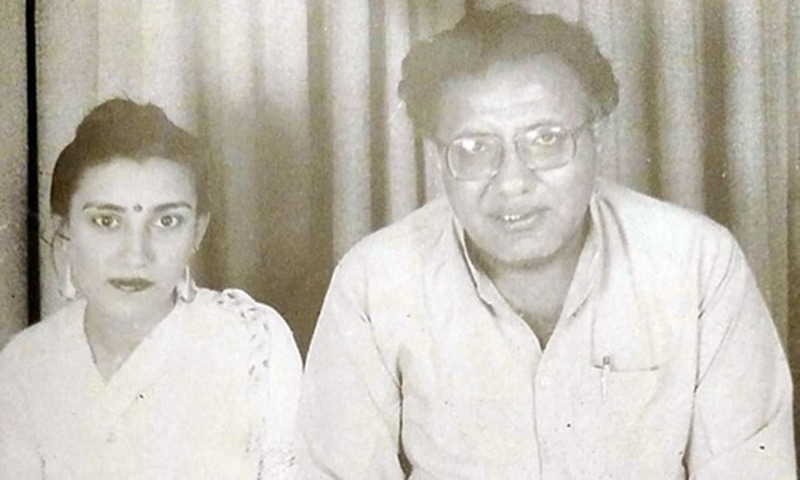 Jam Saqi with his second wife, Akhtar Sultana. —Photo from Ahmed Saleem and Nuzhat Abbas' biography of Jam Saqi