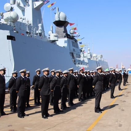 The new frigate, PNS Tughril, was commissioned in Shanghai on Monday. Photo: Weibo