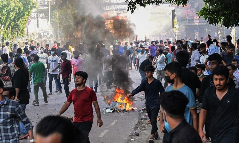Students take part in the ongoing anti-quota protest in Dhaka, Bangladesh on July 18. — AFP