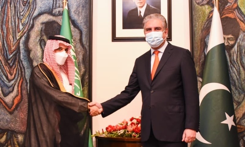 Saudi Foreign Minister Faisal Bin Farhan Al Saud shakes hand with Foreign Minister Shah Mahmood Qureshi. – Photo courtesy Foreign Office Twitter