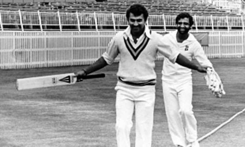 India’s batting mainstays Sunny Gavasakar and G. Vishwanath at a stadium during the 1978 Pak-India ODI series in Pakistan. — Dawn/File